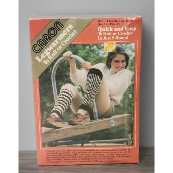 Caron Other - Vintage 1982‎ Caron Legwarmers To Knit or Crochet H4313 Chocolate ala Mode